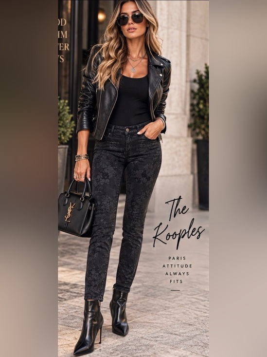 The Kooples Denim - The Kooples Size 24 Short Fit Black Floral Print Skinny Jeans Stretch Designer